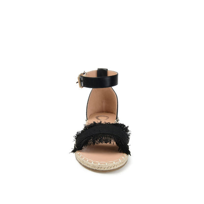 Journee TRISTEEN ESPADRILLE SANDALS IN FABRIC - Black