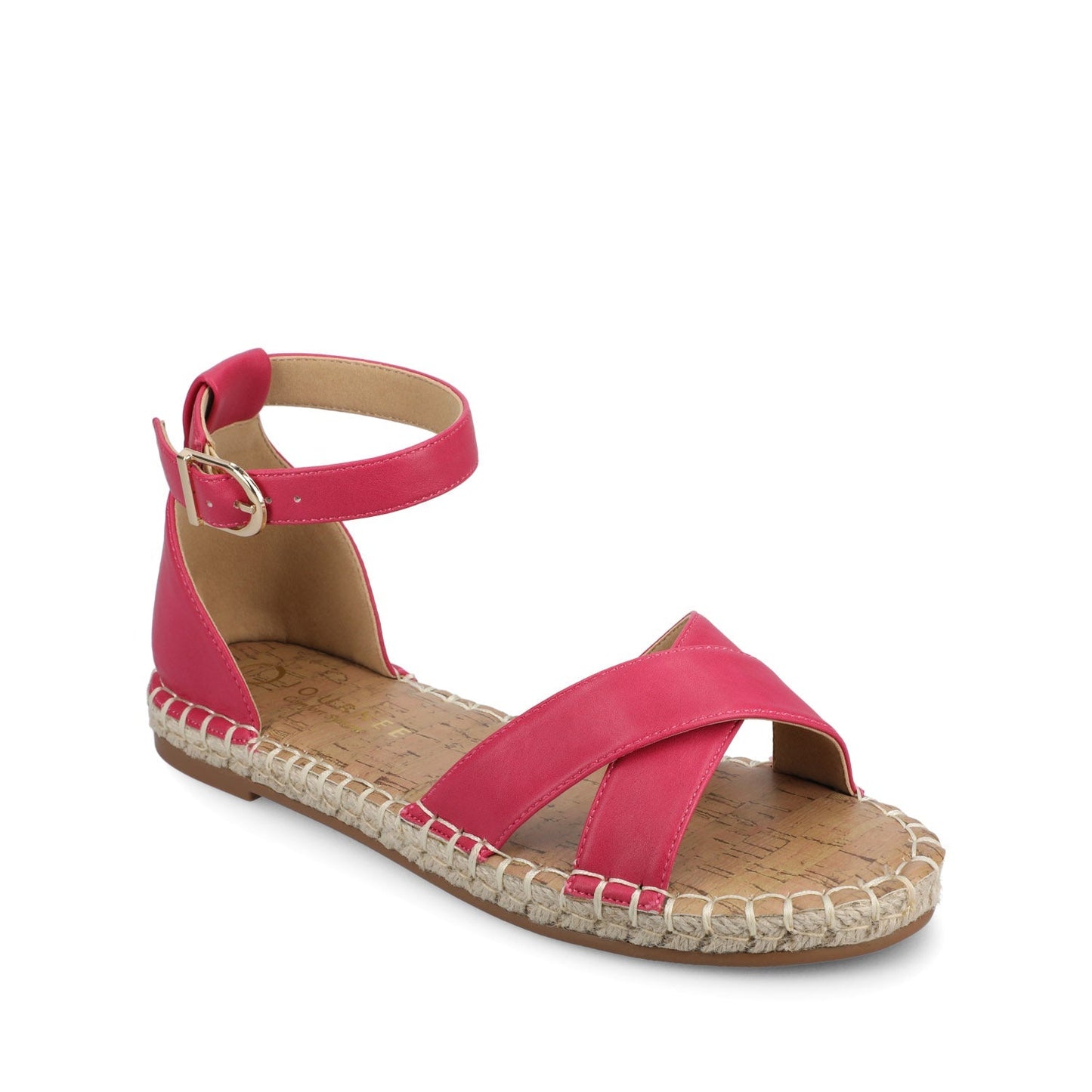 Journee LYDDIA ESPADRILLE SANDALS IN VEGAN LEATHER - Hot Pink