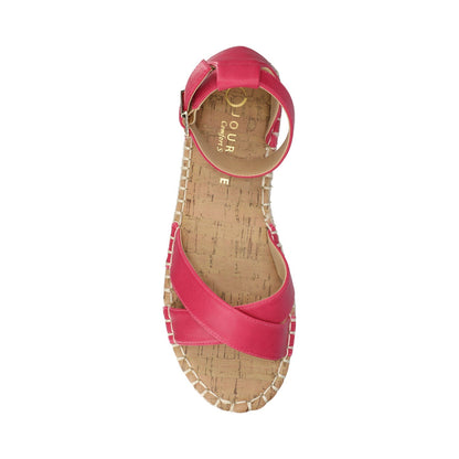 Journee LYDDIA ESPADRILLE SANDALS IN VEGAN LEATHER - Hot Pink