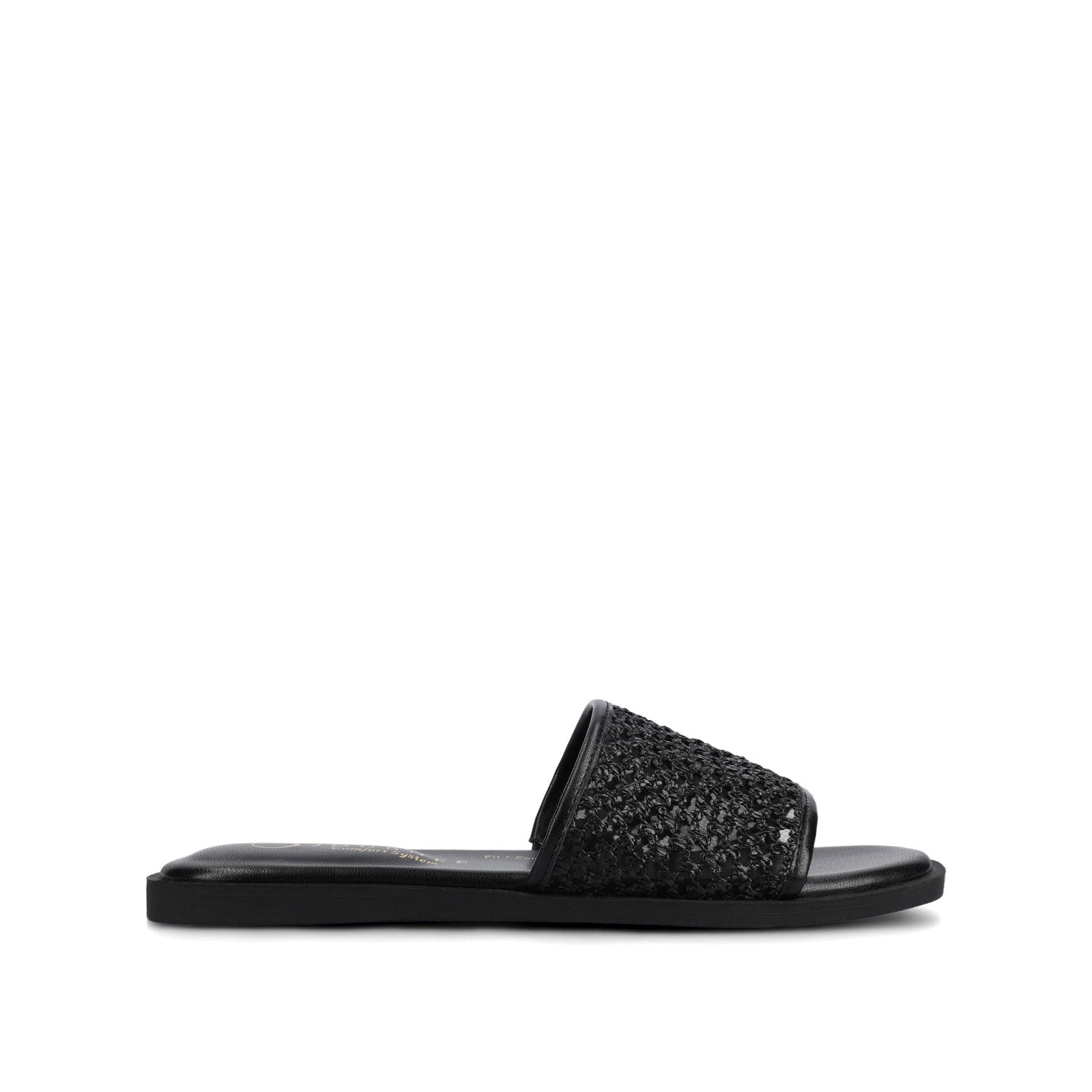 Journee PRISILLA SLIDE SANDALS IN STATEMENT - Black Open Raffia