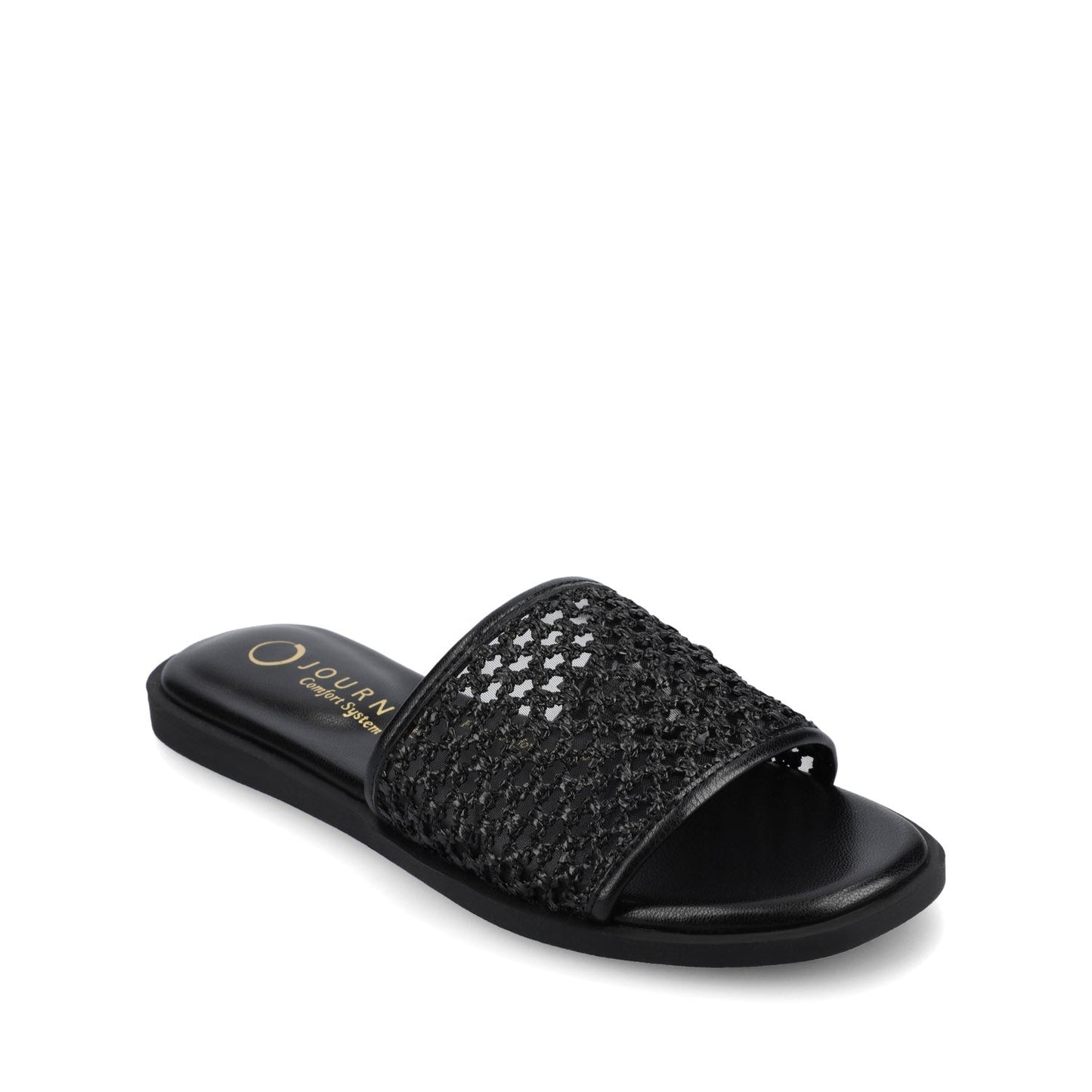 Journee PRISILLA SLIDE SANDALS IN STATEMENT - Black Open Raffia