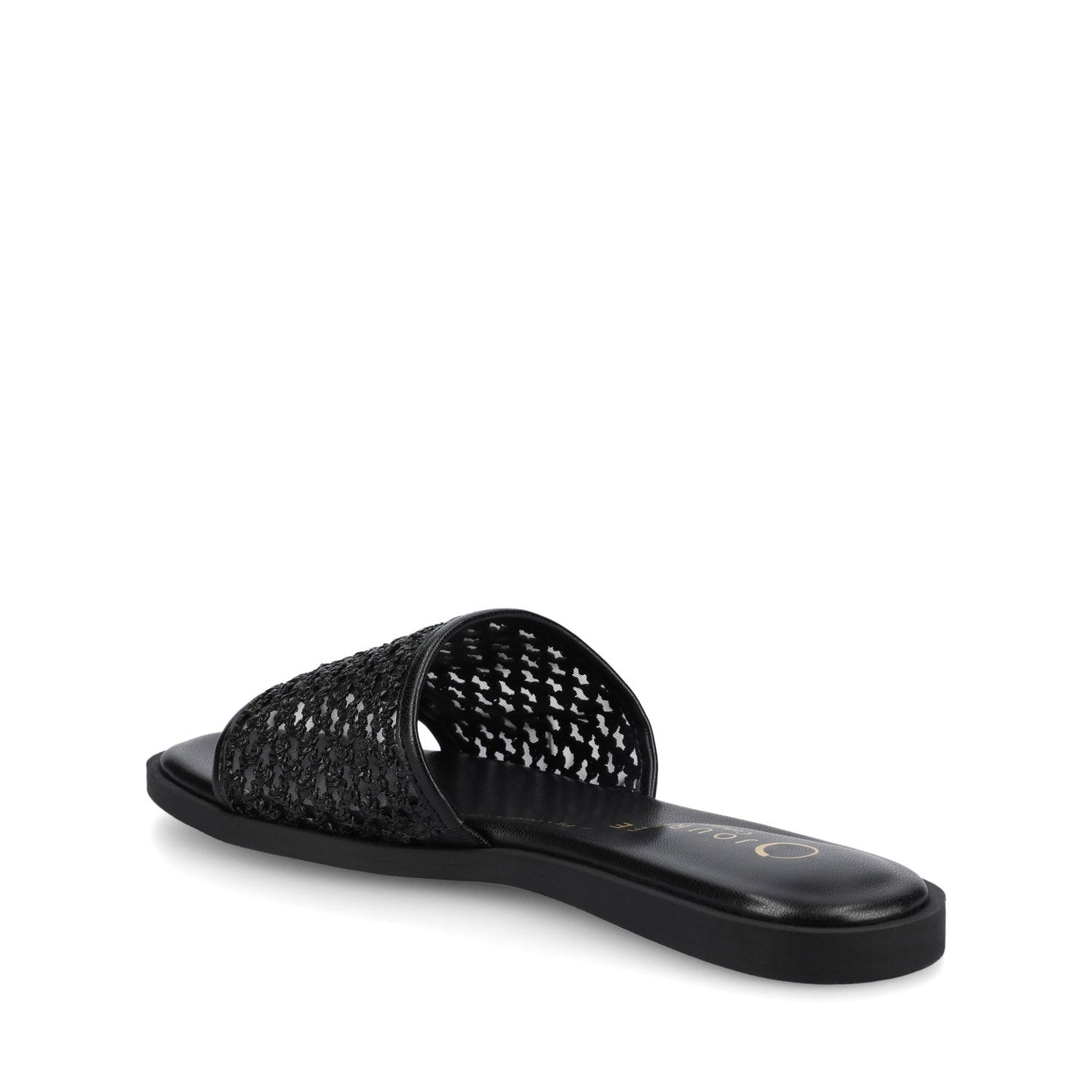 Journee PRISILLA SLIDE SANDALS IN STATEMENT - Black Open Raffia