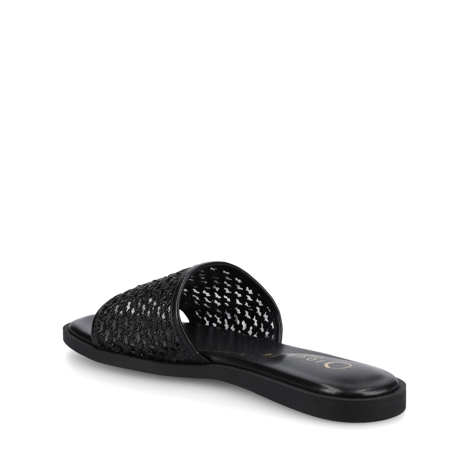 Journee PRISILLA SLIDE SANDALS IN STATEMENT - Black Open Raffia