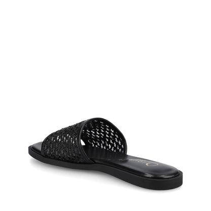 Journee PRISILLA SLIDE SANDALS IN STATEMENT - Black Open Raffia
