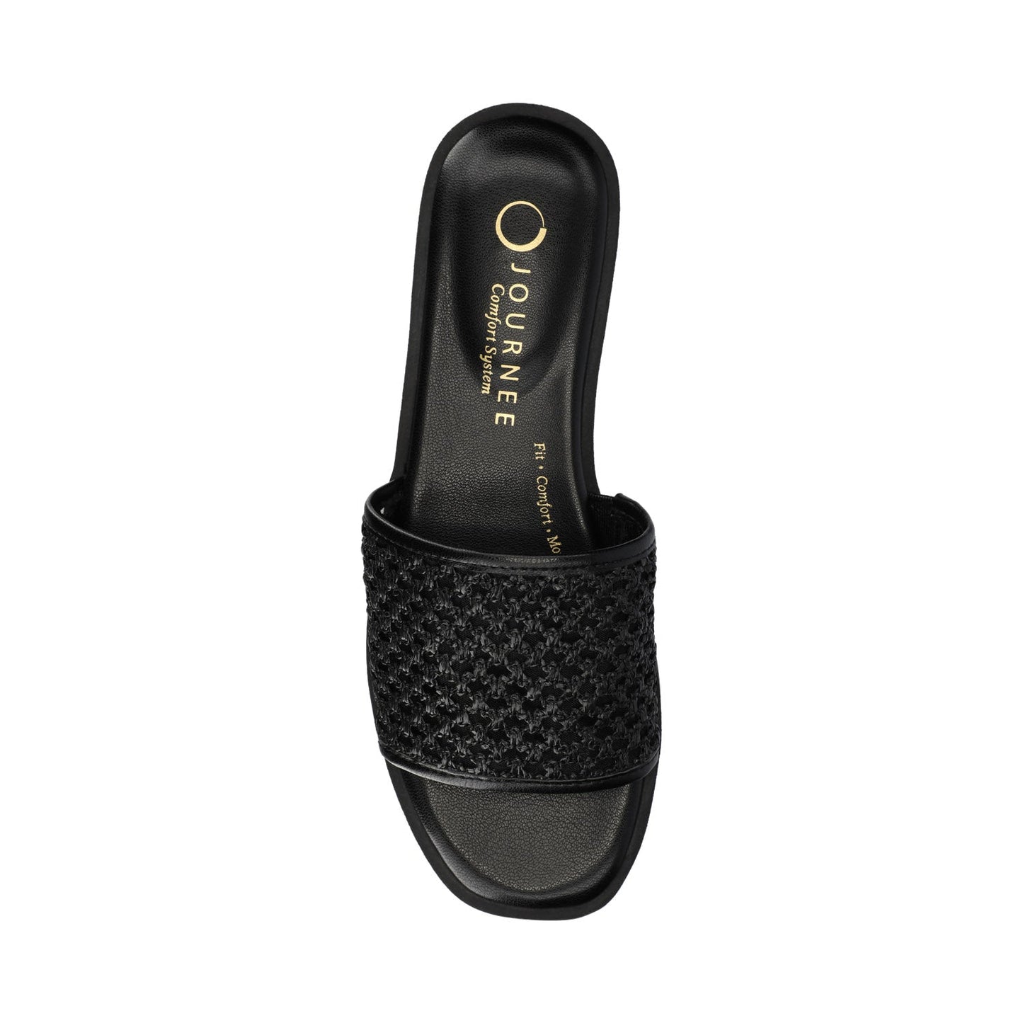 Journee PRISILLA SLIDE SANDALS IN STATEMENT - Black Open Raffia
