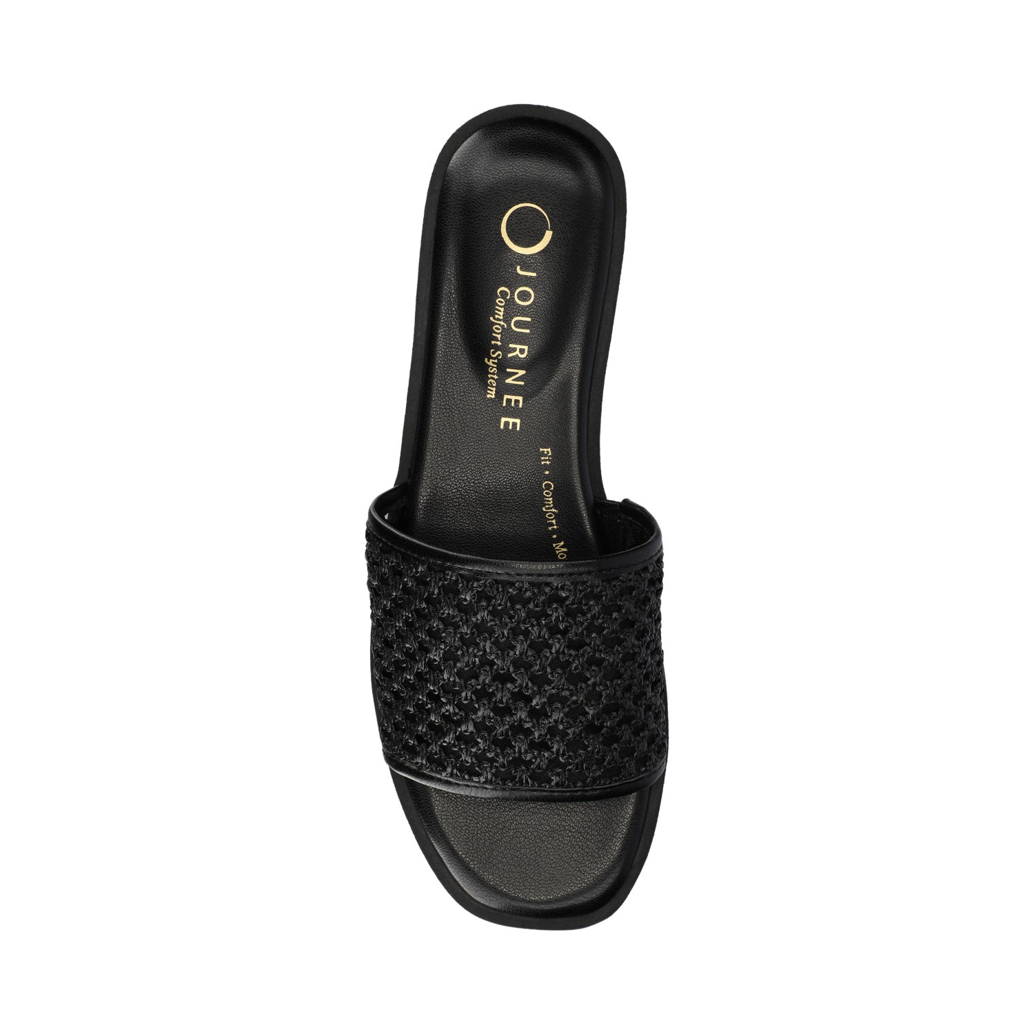 Journee PRISILLA SLIDE SANDALS IN STATEMENT - Black Open Raffia