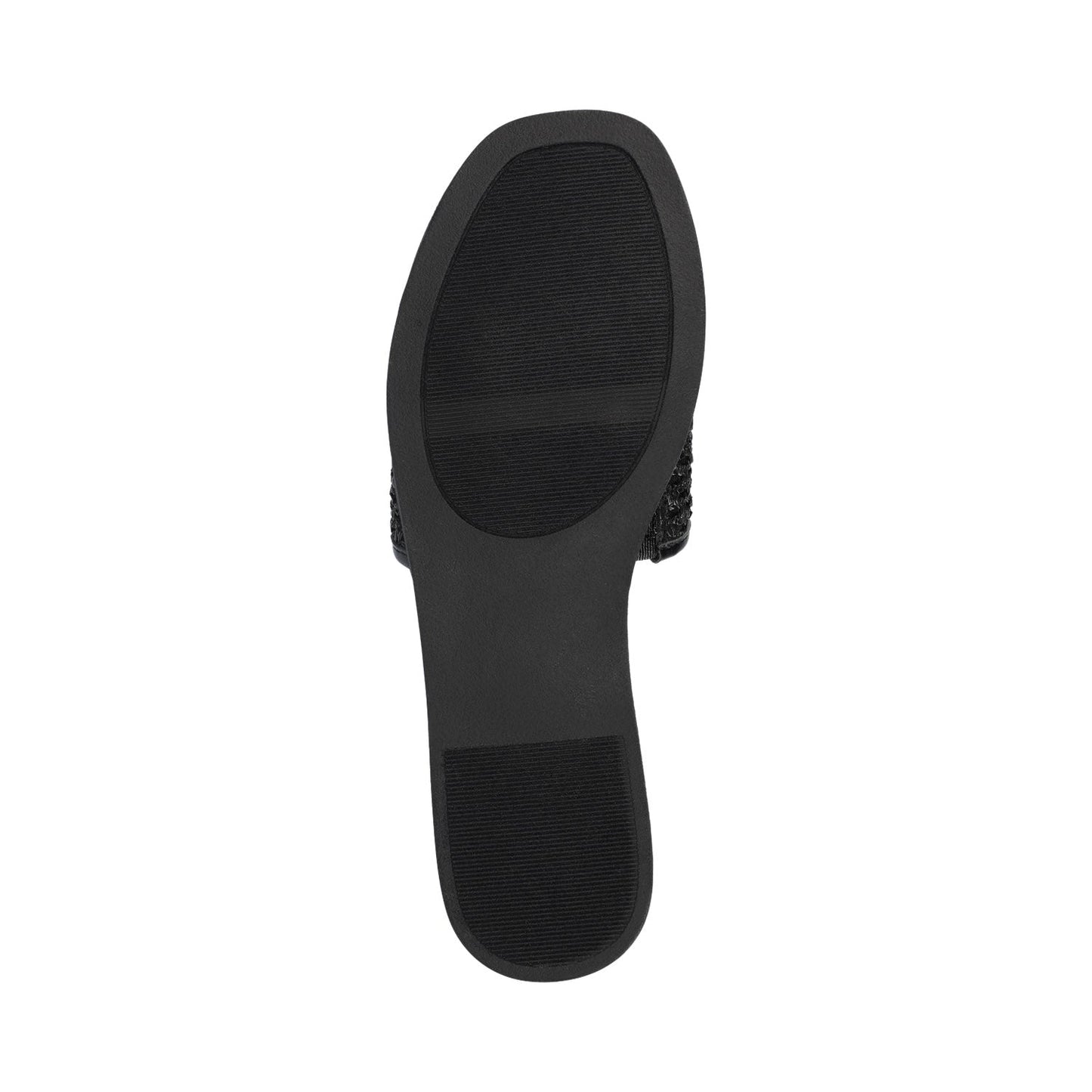Journee PRISILLA SLIDE SANDALS IN STATEMENT - Black Open Raffia