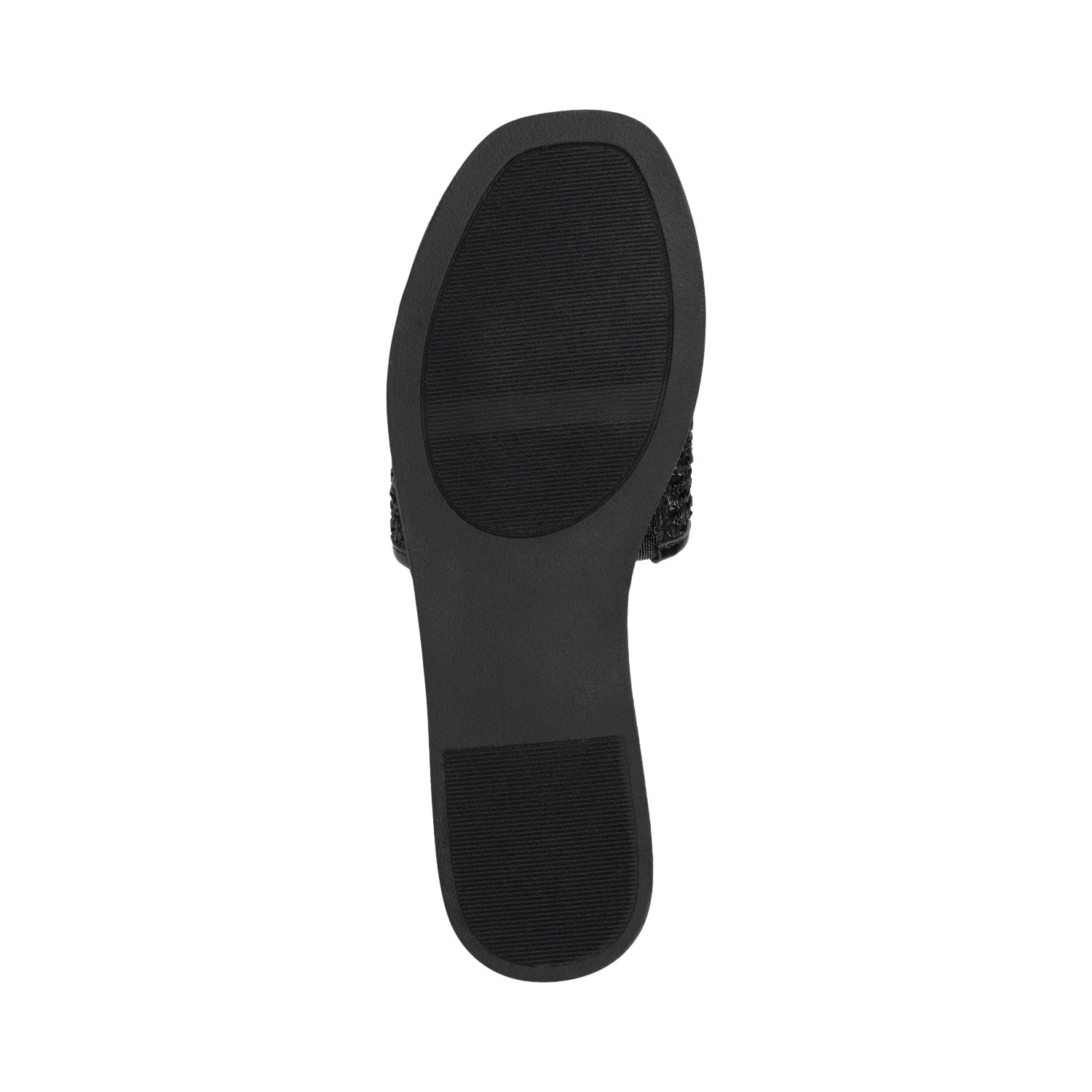 Journee PRISILLA SLIDE SANDALS IN STATEMENT - Black Open Raffia