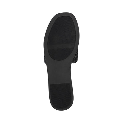 Journee PRISILLA SLIDE SANDALS IN STATEMENT - Black Open Raffia