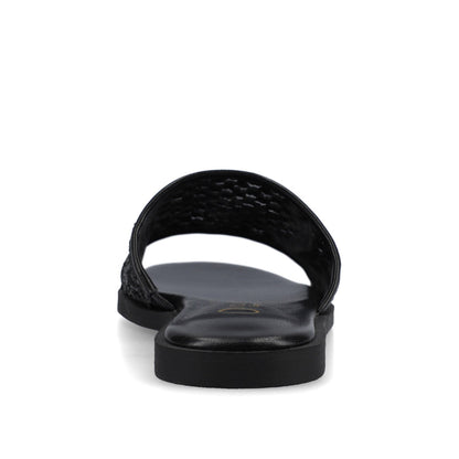 Journee PRISILLA SLIDE SANDALS IN STATEMENT - Black Open Raffia