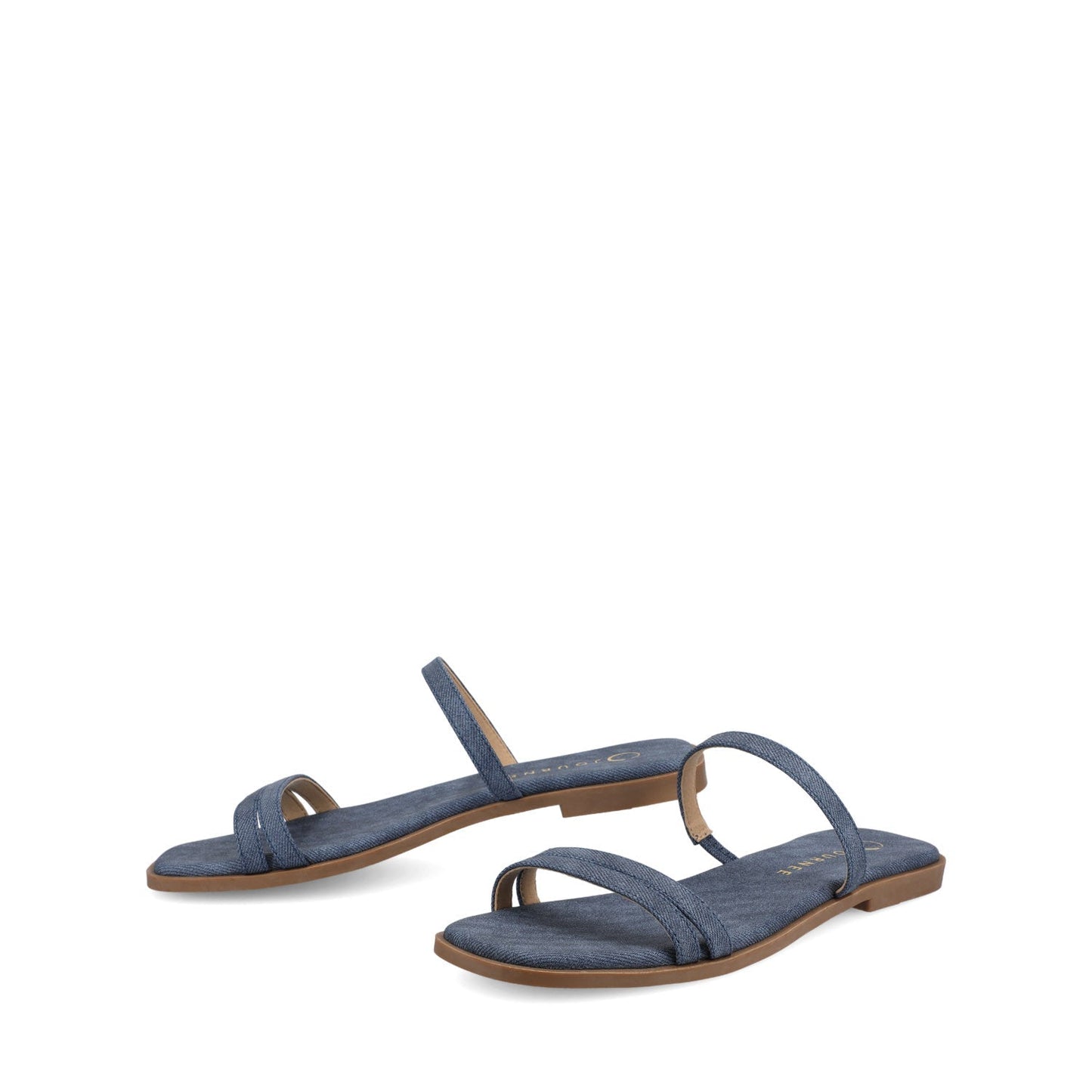 Journee BRISA MULTI STRAP SLIDE SANDALS - Denim
