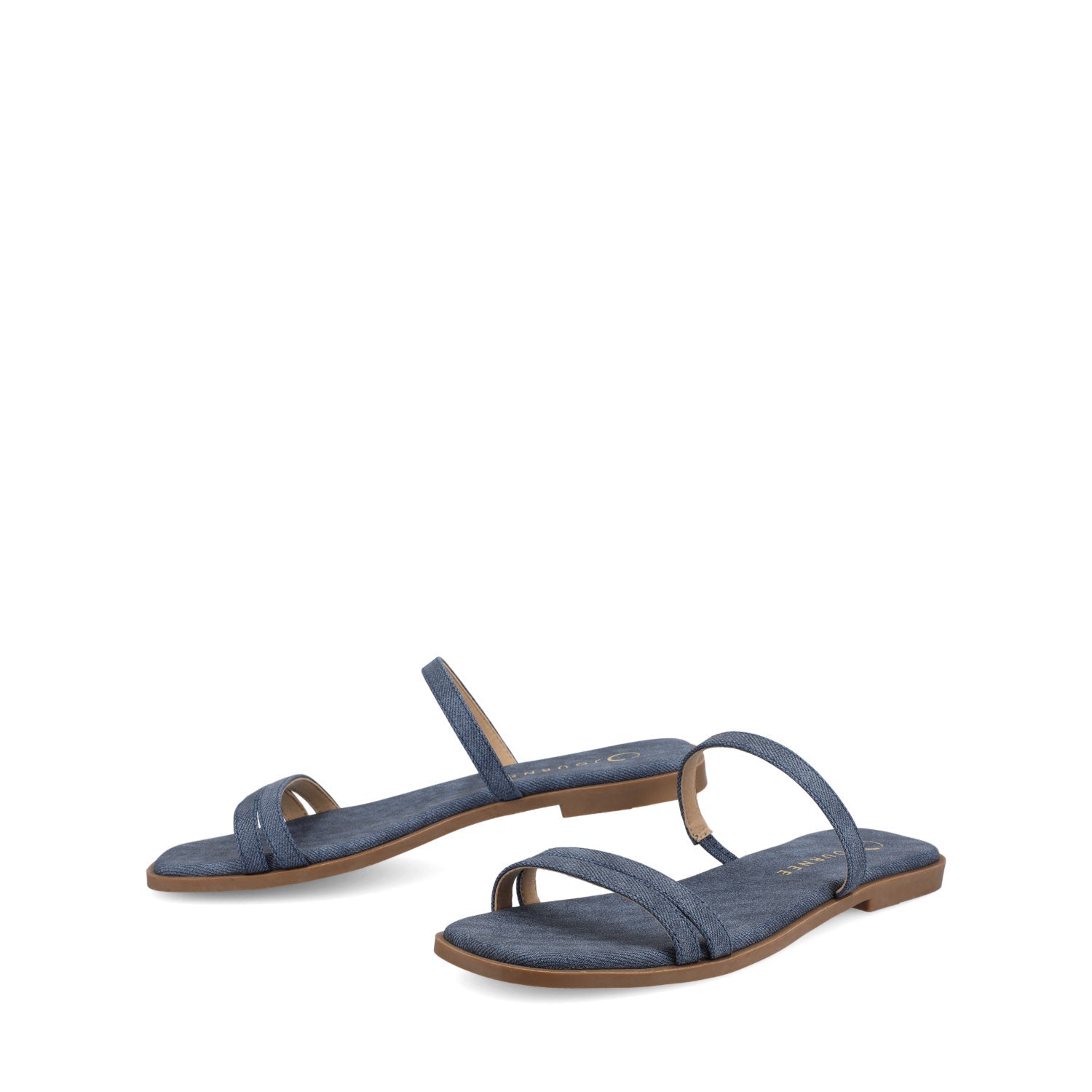 Journee BRISA MULTI STRAP SLIDE SANDALS - Denim