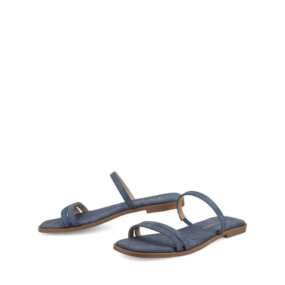Journee BRISA MULTI STRAP SLIDE SANDALS - Denim
