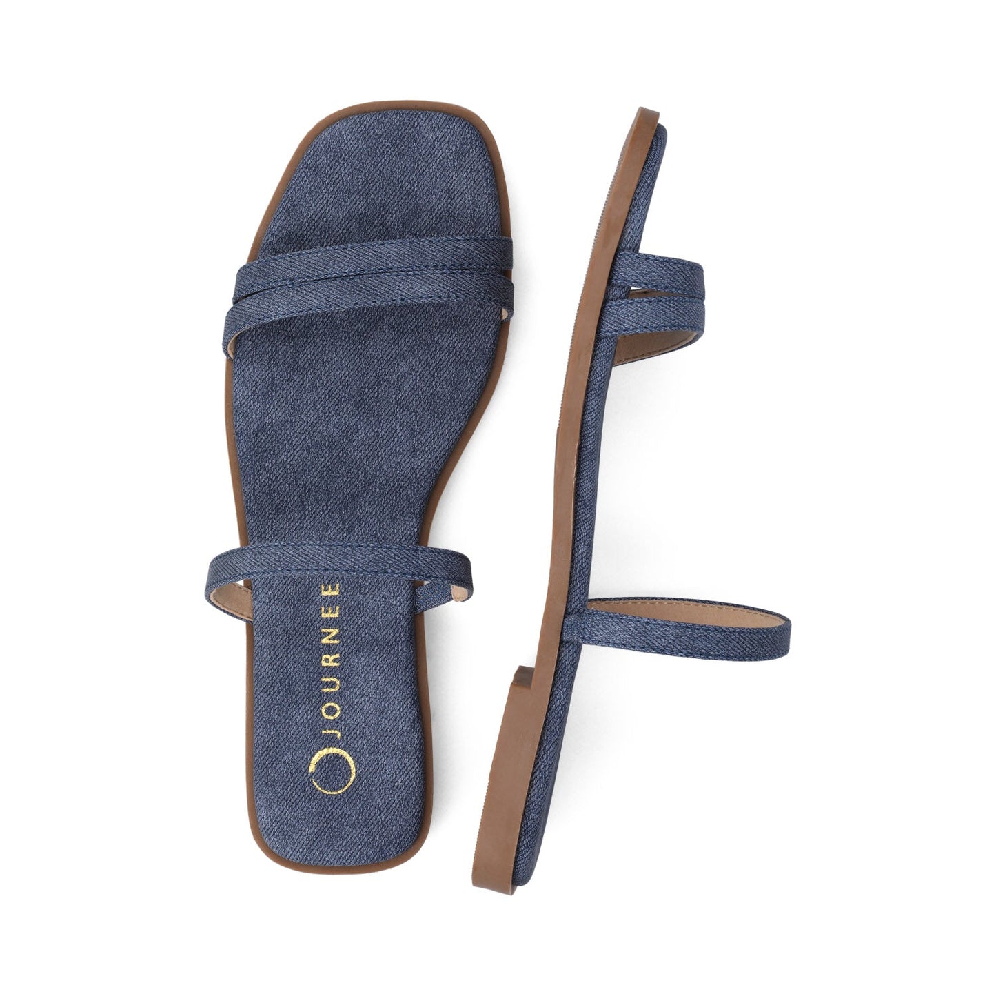 Journee BRISA MULTI STRAP SLIDE SANDALS - Denim