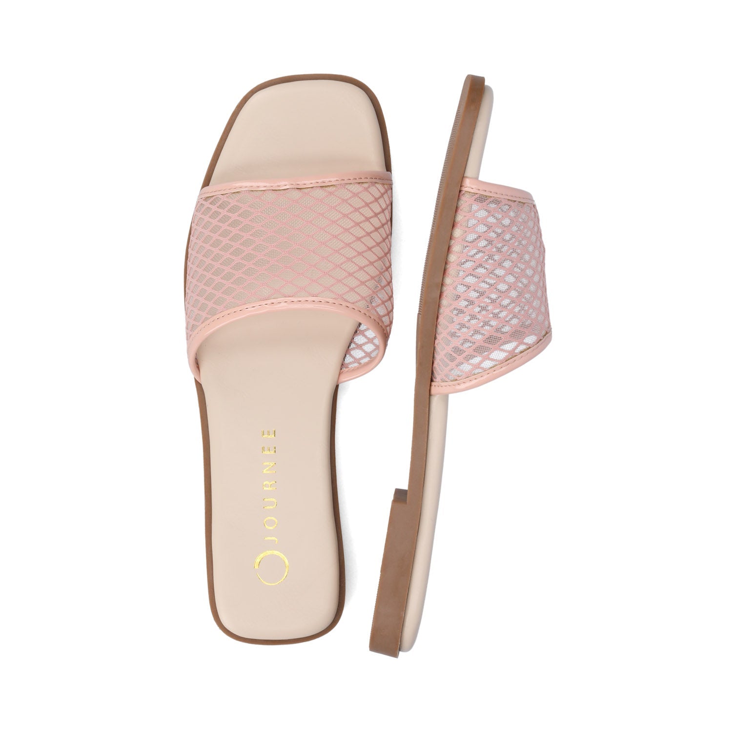 Journee BRECKLEY SLIDE SANDALS IN MESH - Pink Mesh