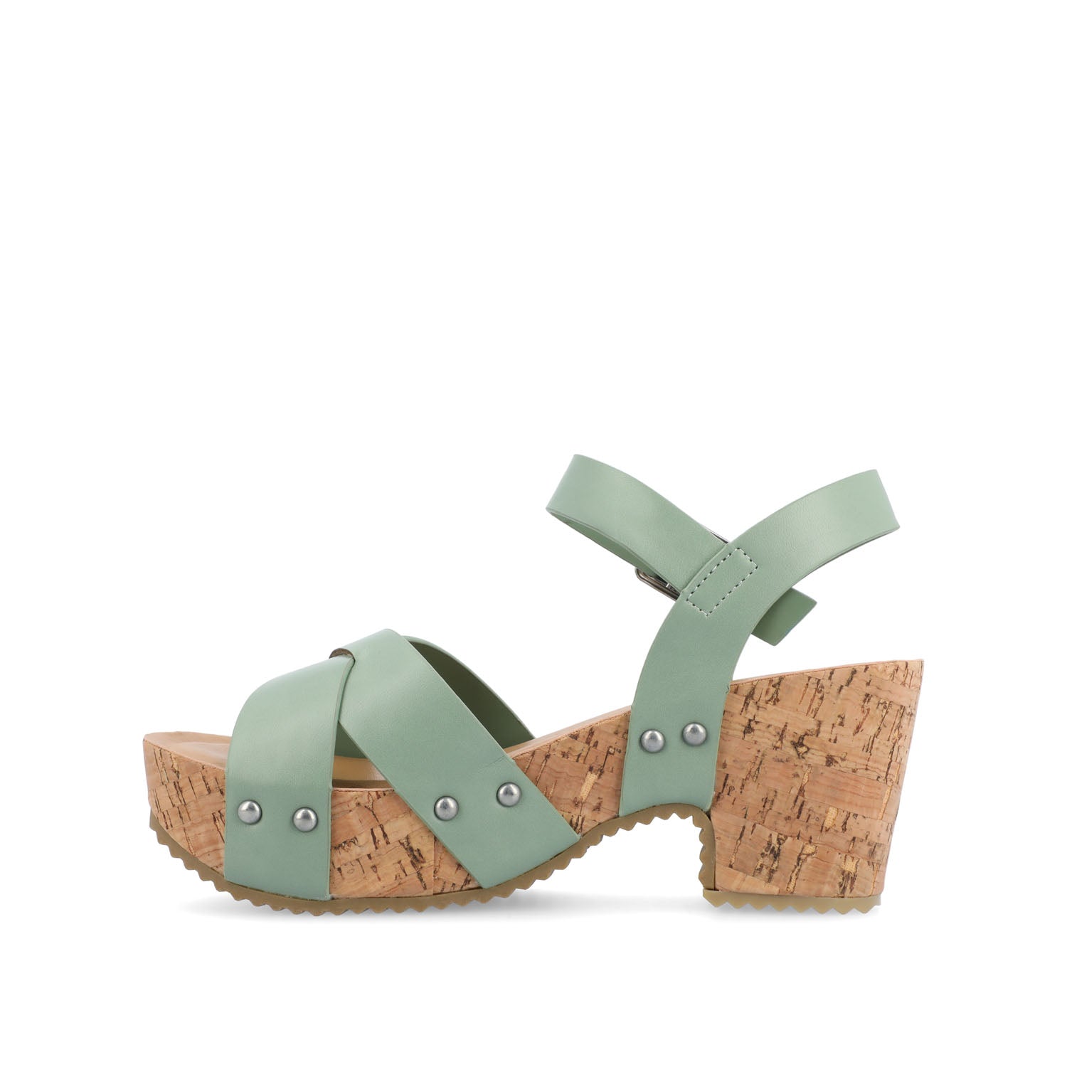 Journee VALENTINA HEELED SANDALS IN VEGAN LEATHER - Green