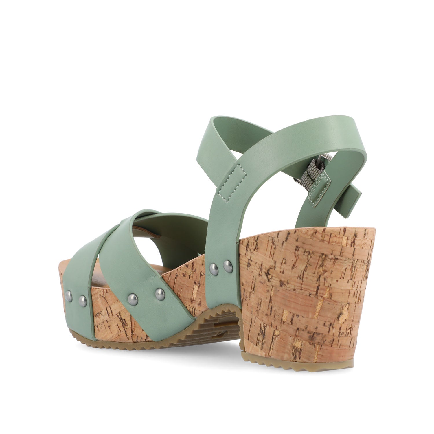 Journee VALENTINA HEELED SANDALS IN VEGAN LEATHER - Green