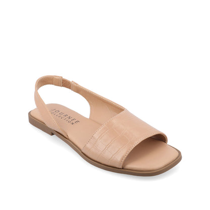 Journee BRINSLEY CUTOUT SANDALS IN CROCO - Tan Croco