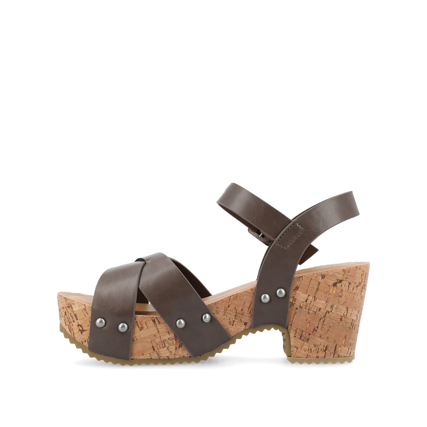 Journee VALENTINA HEELED SANDALS IN VEGAN LEATHER - Brown