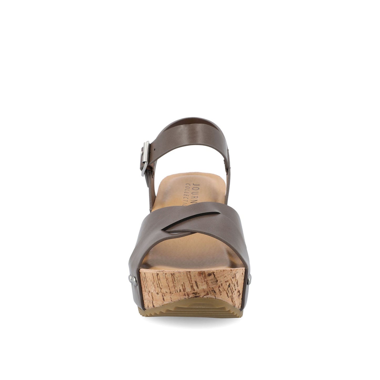 Journee VALENTINA HEELED SANDALS IN VEGAN LEATHER - Brown