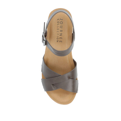 Journee VALENTINA HEELED SANDALS IN VEGAN LEATHER - Brown