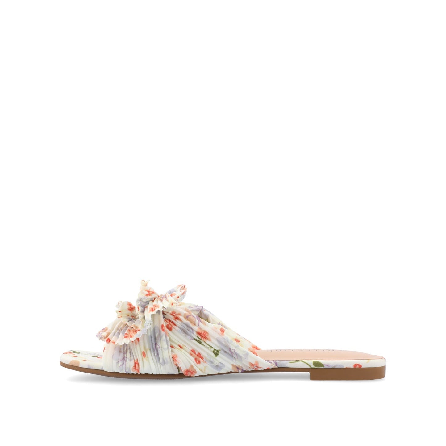 Journee SERLINA PLEATED SLIDE SANDALS IN FOIL - Light Floral Fabric