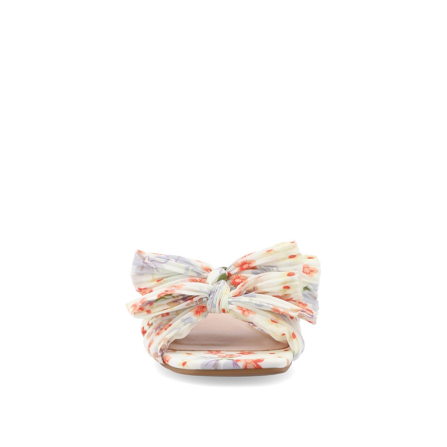 Journee SERLINA PLEATED SLIDE SANDALS IN FOIL - Light Floral Fabric