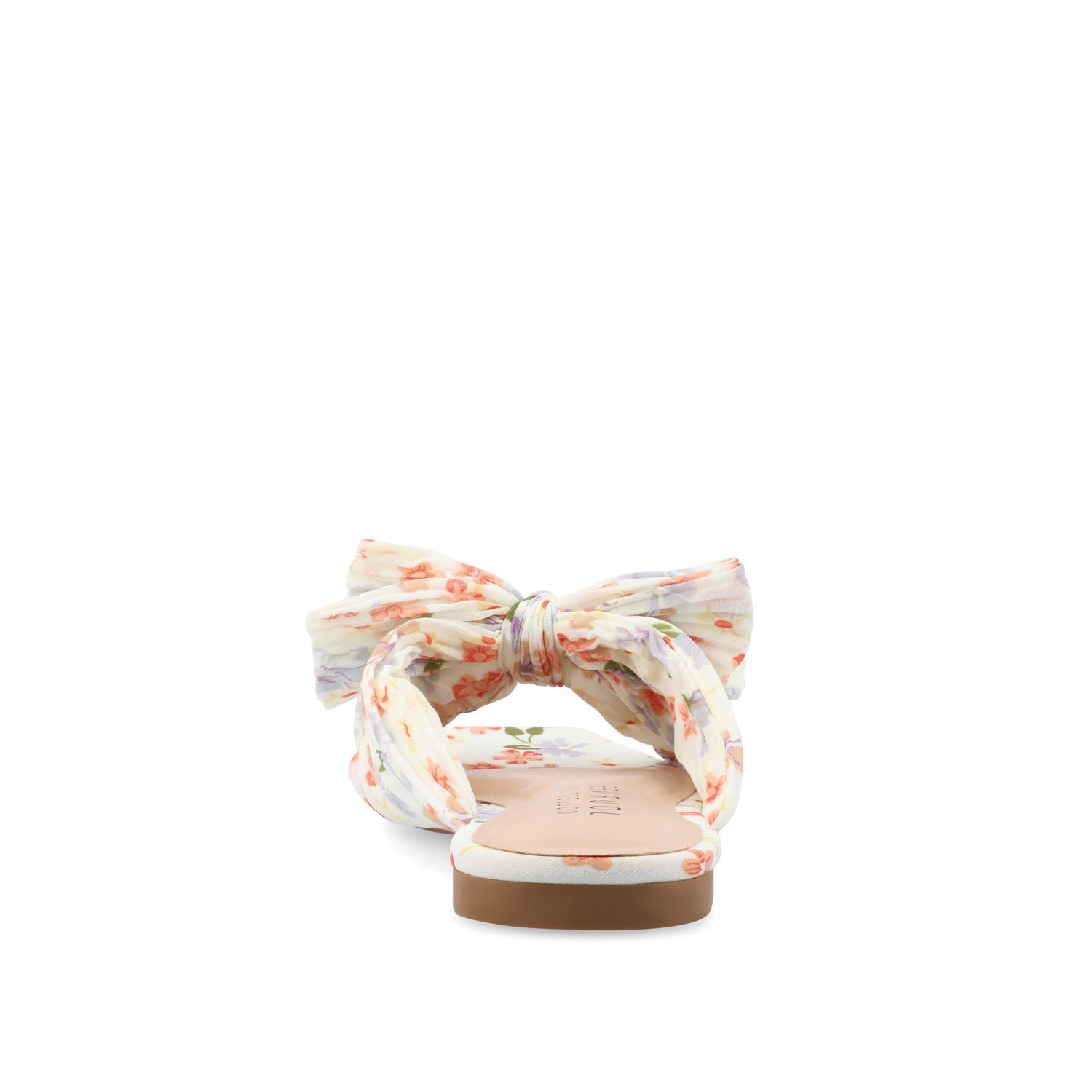 Journee SERLINA PLEATED SLIDE SANDALS IN FOIL - Light Floral Fabric