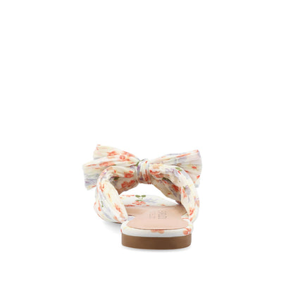 Journee SERLINA PLEATED SLIDE SANDALS IN FOIL - Light Floral Fabric
