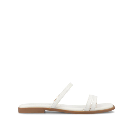 Journee BRISA SLIDE SANDALS IN VEGAN LEATHER - White PU