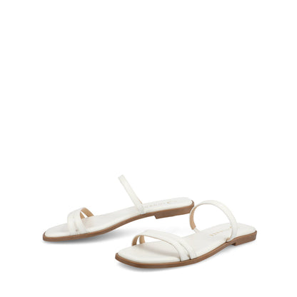 Journee BRISA SLIDE SANDALS IN VEGAN LEATHER - White PU