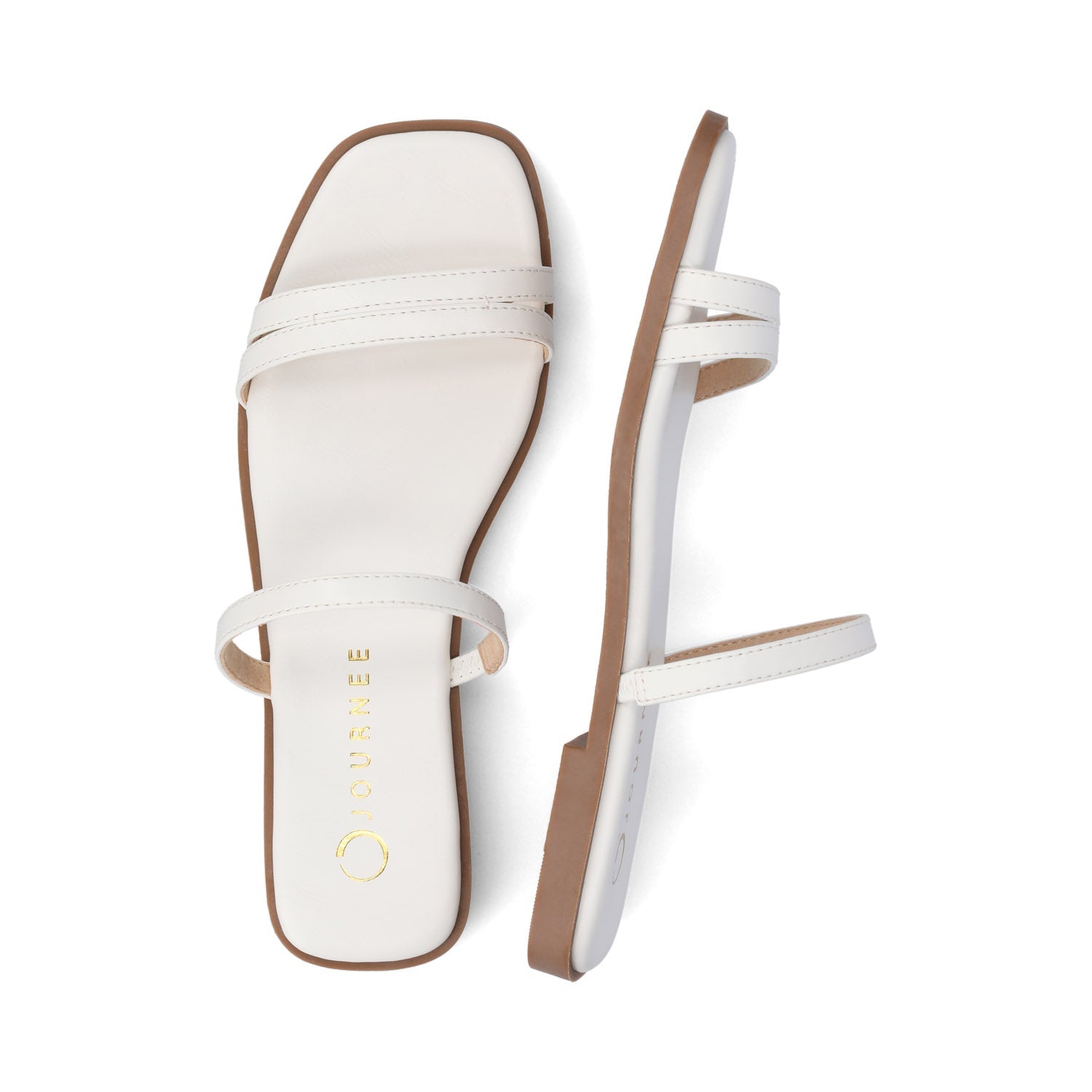 Journee BRISA SLIDE SANDALS IN VEGAN LEATHER - White PU
