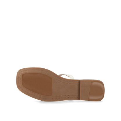 Journee BRISA SLIDE SANDALS IN VEGAN LEATHER - White PU