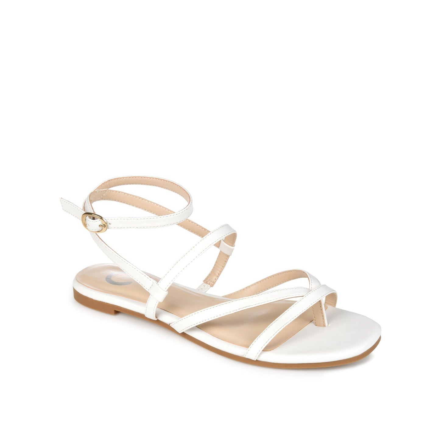 Journee SERISSA CRISSCROSS SANDAL IN VEGAN LEATHER - White