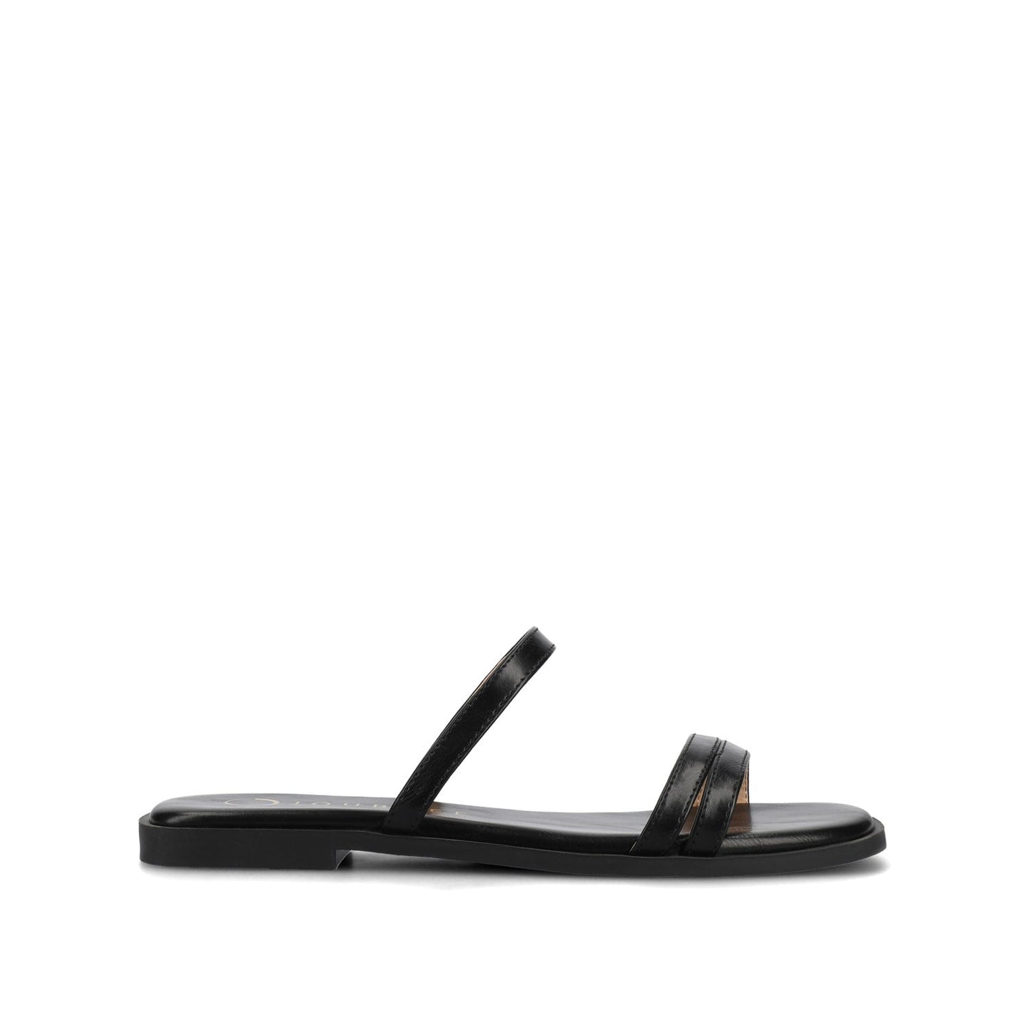 Journee BRISA SLIDE SANDALS IN VEGAN LEATHER - Black PU