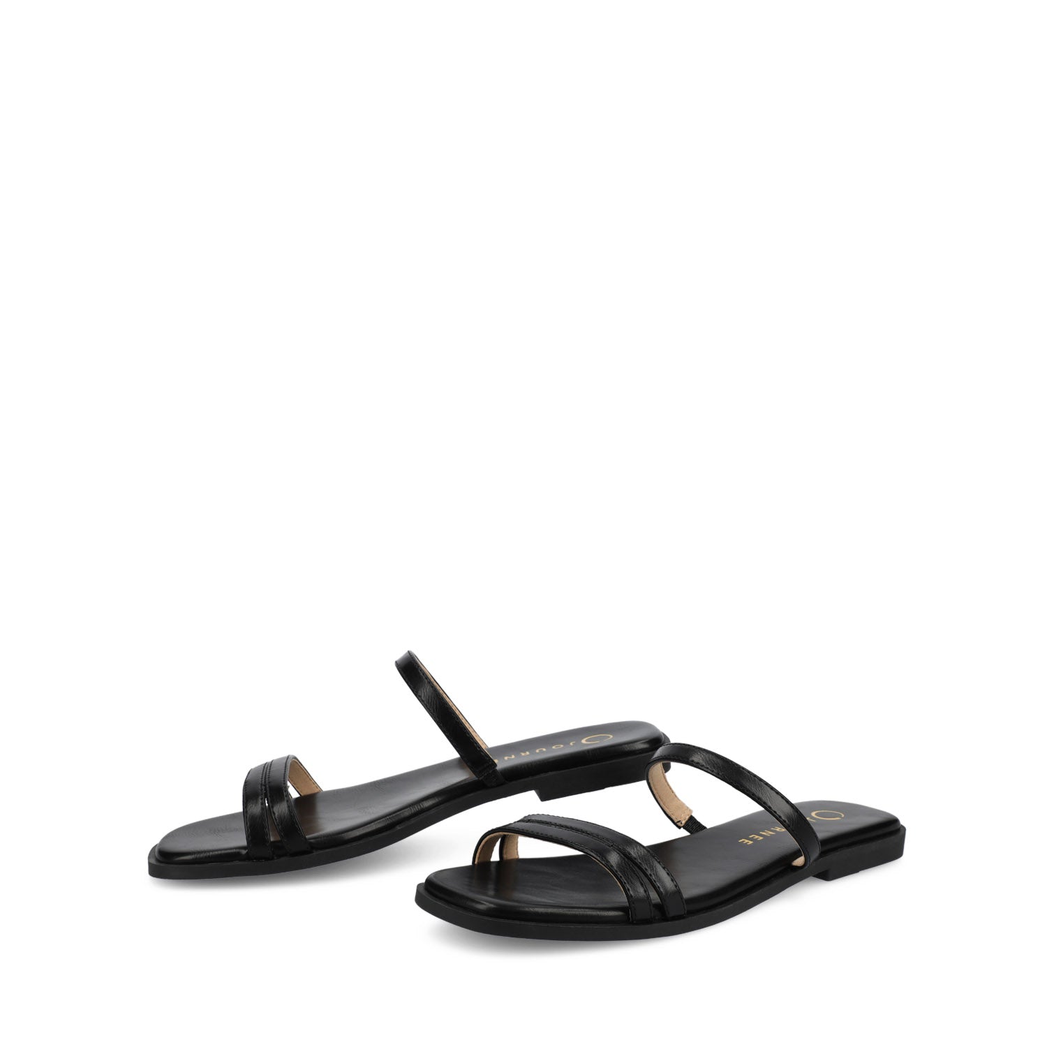 Journee BRISA SLIDE SANDALS IN VEGAN LEATHER - Black PU