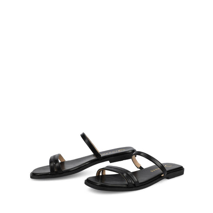 Journee BRISA SLIDE SANDALS IN VEGAN LEATHER - Black PU