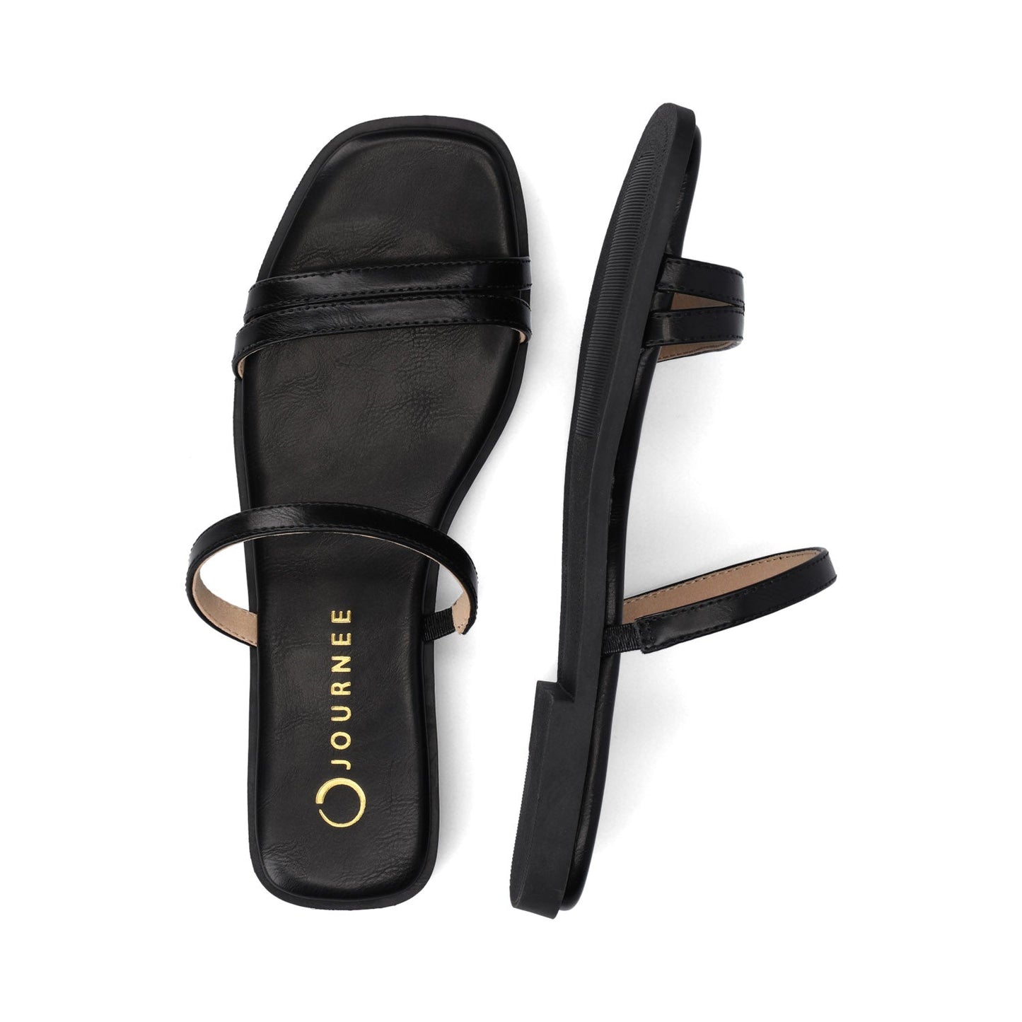 Journee BRISA SLIDE SANDALS IN VEGAN LEATHER - Black PU