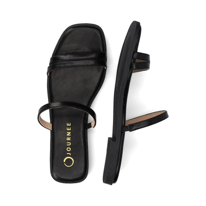 Journee BRISA SLIDE SANDALS IN VEGAN LEATHER - Black PU