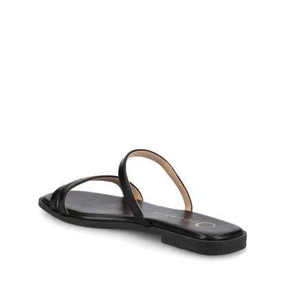 Journee BRISA SLIDE SANDALS IN VEGAN LEATHER - Black PU
