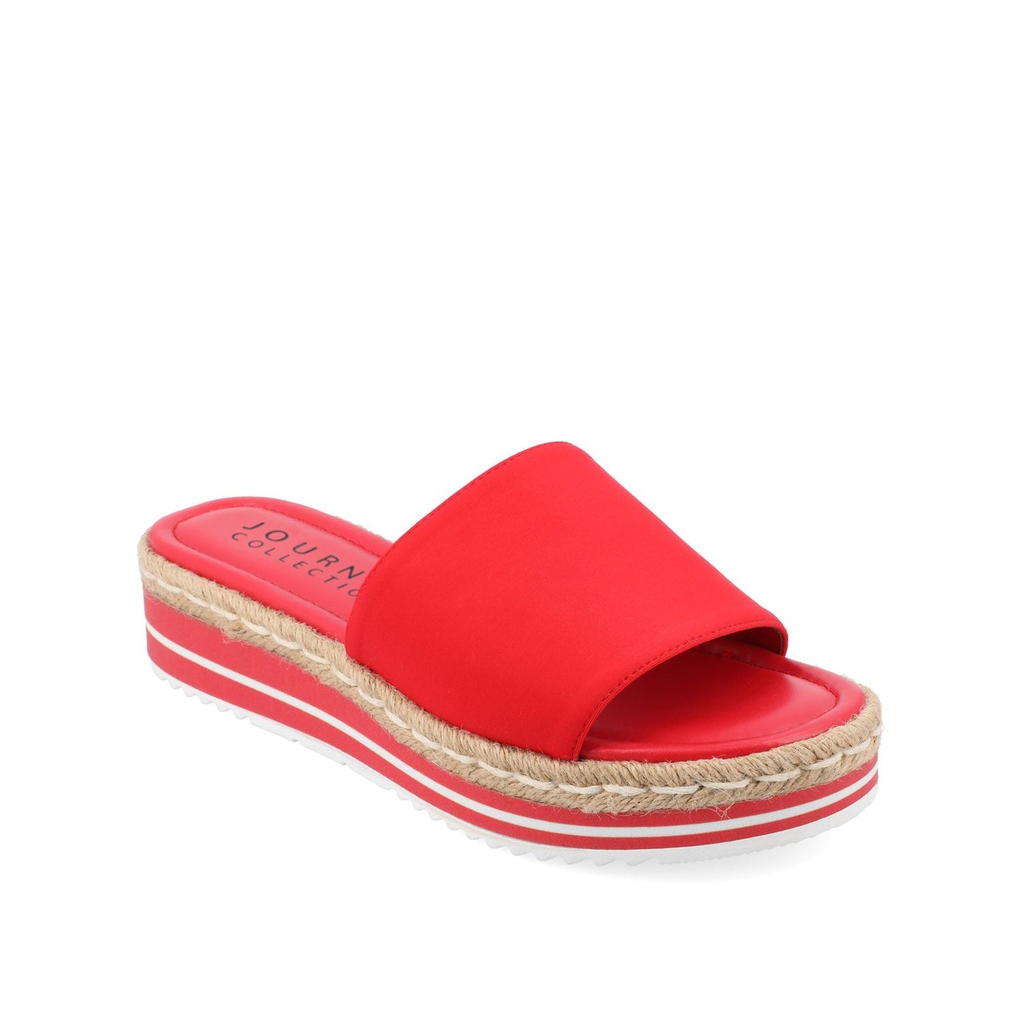 Journee ROSEY ESPADRILLE WEDGE HEELED SLIDE SANDALS - Red