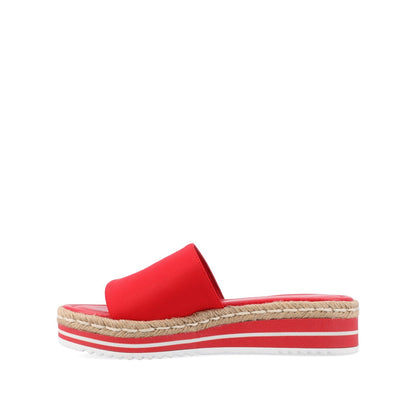 Journee ROSEY ESPADRILLE WEDGE HEELED SLIDE SANDALS - Red