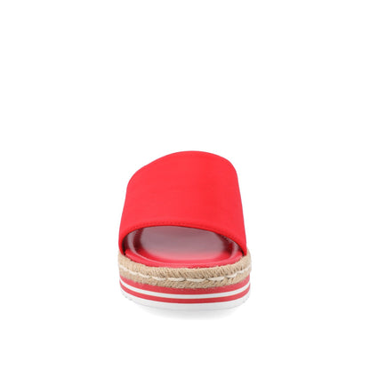 Journee ROSEY ESPADRILLE WEDGE HEELED SLIDE SANDALS - Red