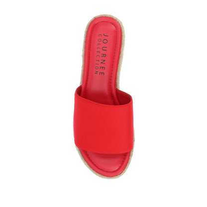 Journee ROSEY ESPADRILLE WEDGE HEELED SLIDE SANDALS - Red