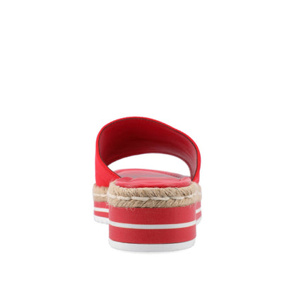 Journee ROSEY ESPADRILLE WEDGE HEELED SLIDE SANDALS - Red