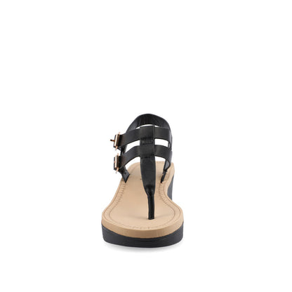 Journee BIANCA WEDGE HEELED SANDALS IN VEGAN LEATHER - Black PU