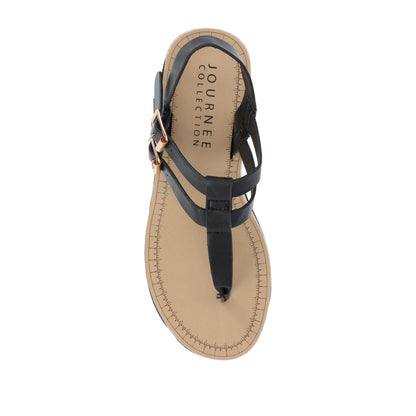 Journee BIANCA WEDGE HEELED SANDALS IN VEGAN LEATHER - Black PU