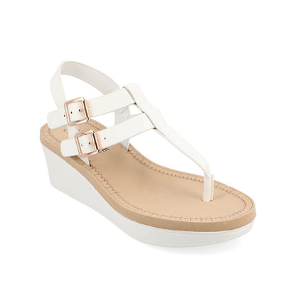 Journee BIANCA WEDGE HEELED SANDALS IN CLASSIC COLORS - White