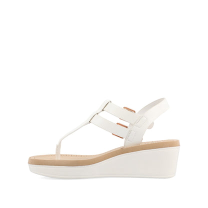 Journee BIANCA WEDGE HEELED SANDALS IN CLASSIC COLORS - White