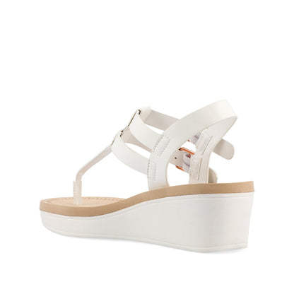 Journee BIANCA WEDGE HEELED SANDALS IN CLASSIC COLORS - White